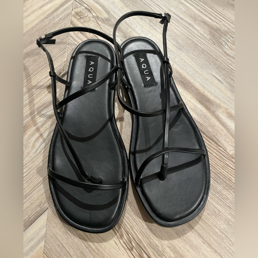 Aqua Strappy Black Sandals